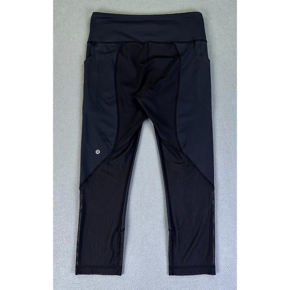 Lululemon‎ Leggings Womens 8 Black Pace Rival Crop Performance Training Lounge